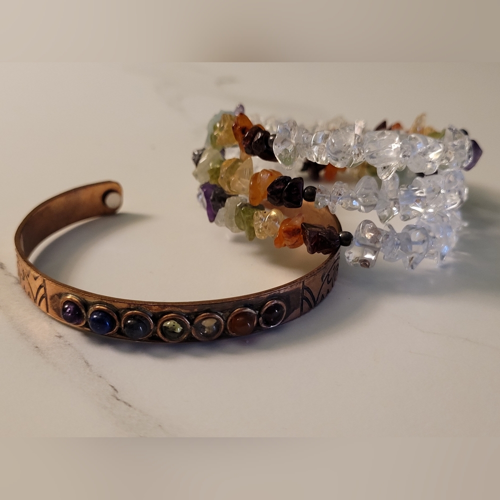 New! Copper Cuff & Wrap Bracelet Set